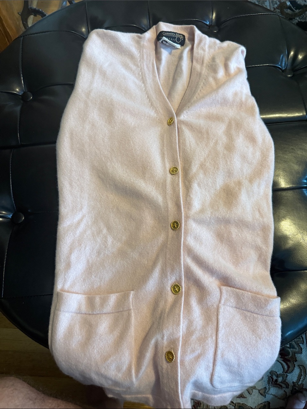 Country Squire Pale Pink Cashmere Button-Front Cardigan